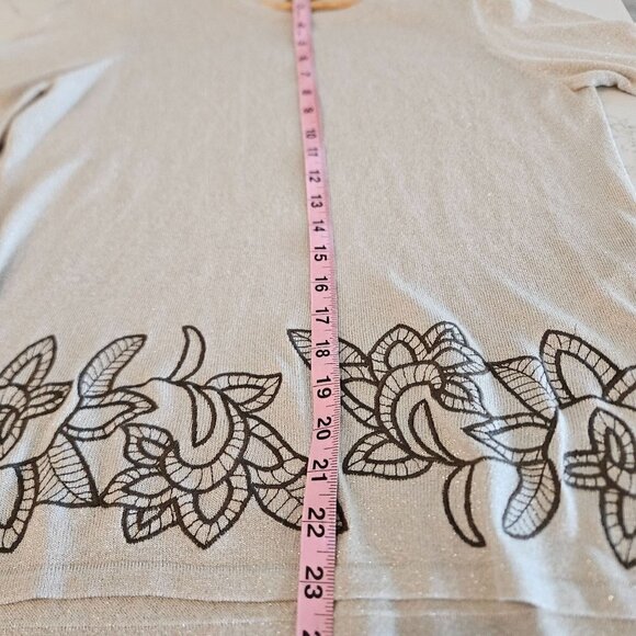 CHICO'S Easywear Lightweight Knit Tunic Pullover Gold Metallic Size 1  Medium - Picture 9 of 10